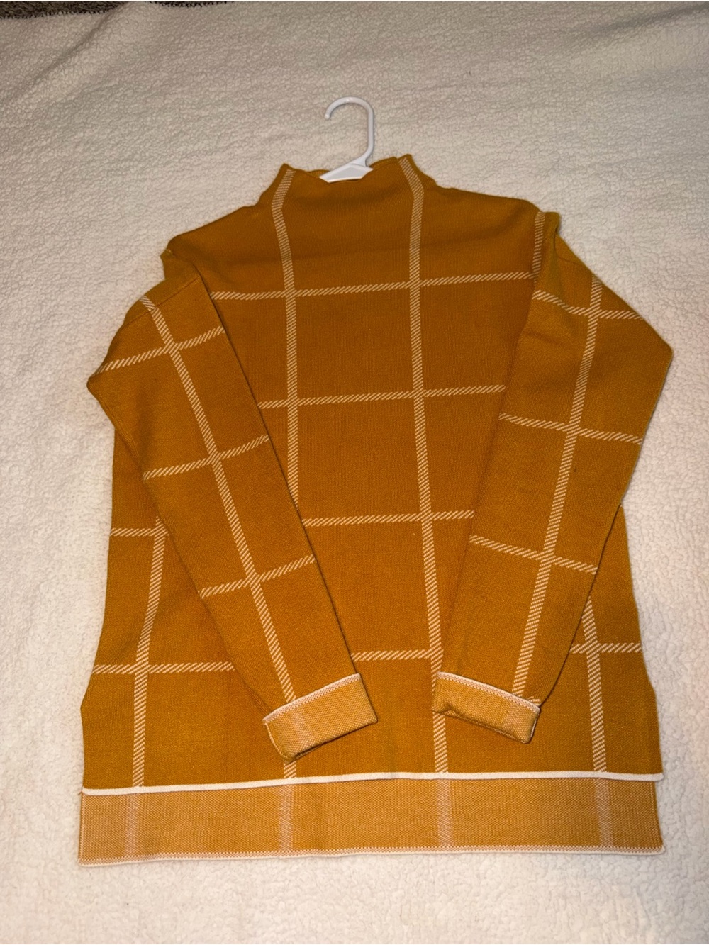 Max Studio Mustard Windowpane Turtleneck Sweater